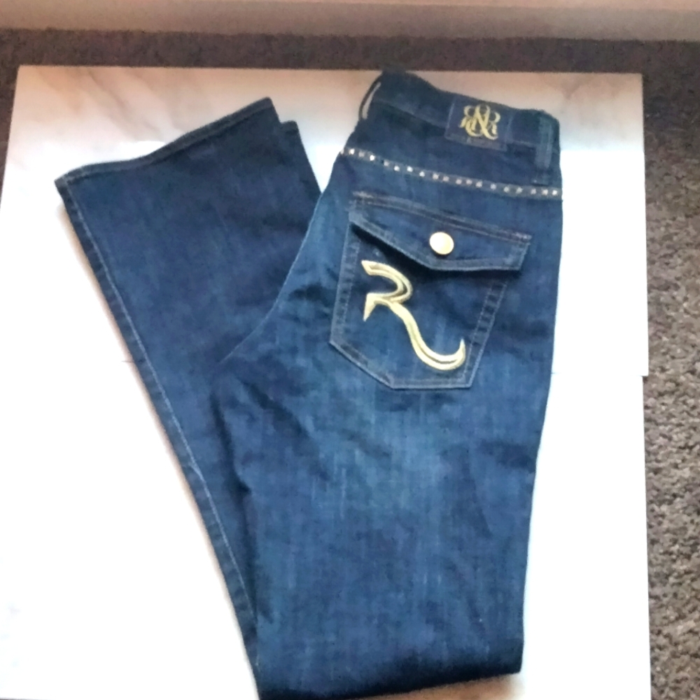 Rock and Republic jeans Kassandra boot cut size 10 embroidered dark